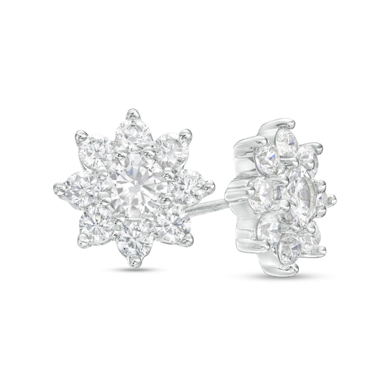1 CT. T.w. Certified Lab-Grown Diamond Flower Stud Earrings in 14K White Gold (F/Si2)