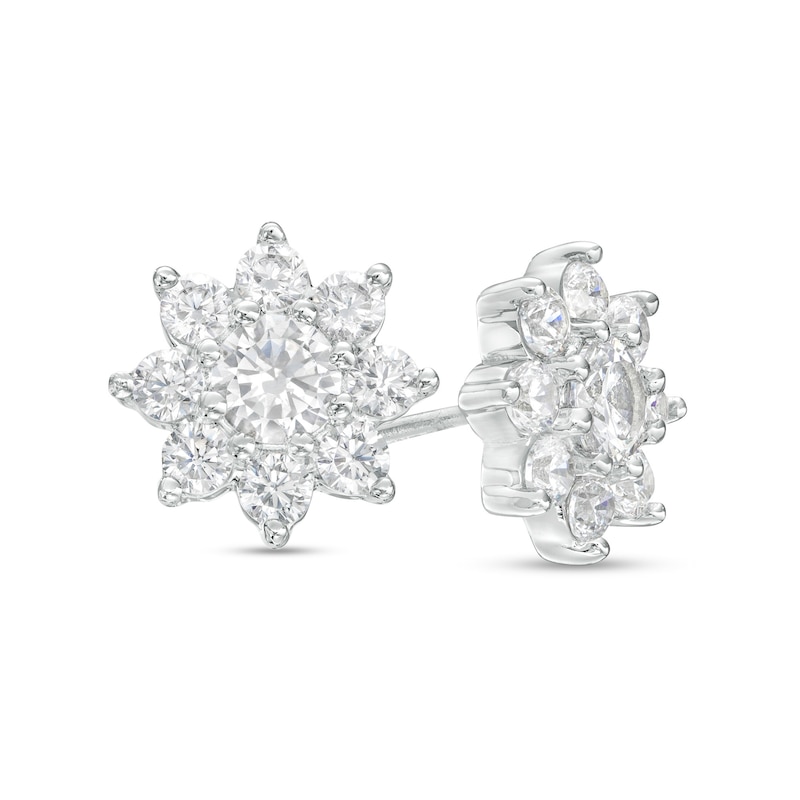 Main Image 1 of 1 CT. T.W. Certified Lab-Grown Diamond Flower Stud Earrings in 14K White Gold (F/SI2)