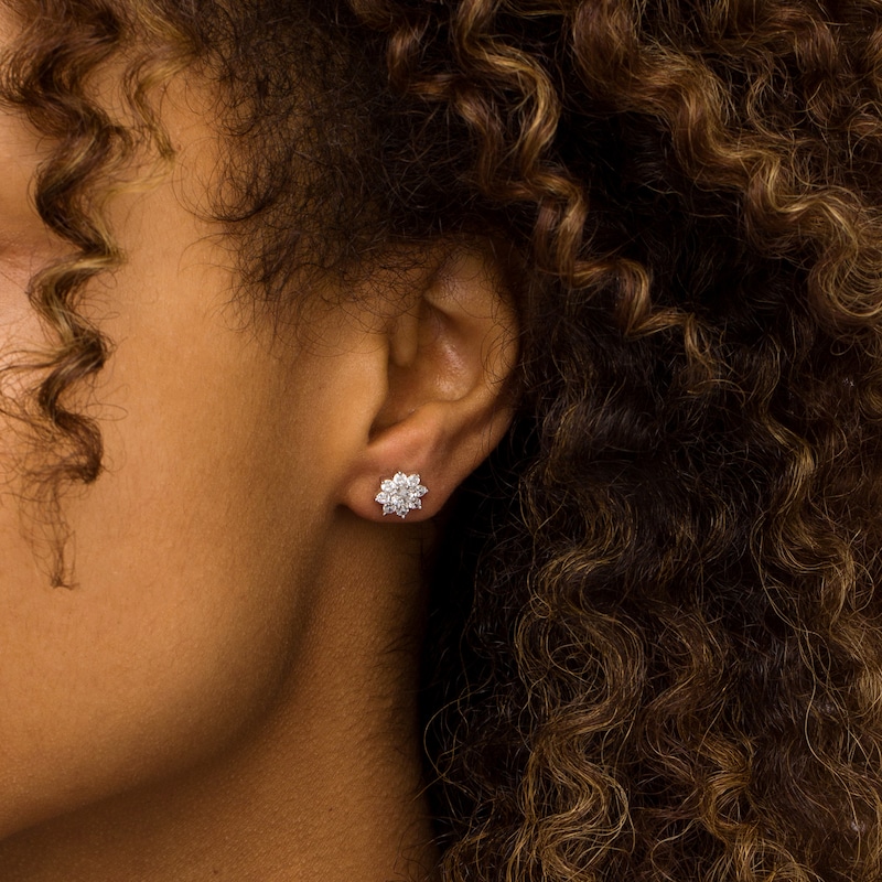 Main Image 2 of 1 CT. T.W. Certified Lab-Grown Diamond Flower Stud Earrings in 14K White Gold (F/SI2)