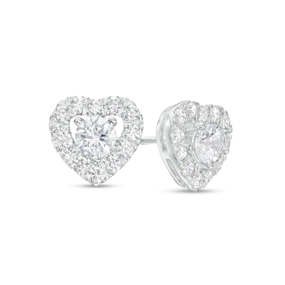 3/4 CT. T.w. Certified Lab-Grown Diamond Frame Heart Stud Earrings in 14K White Gold (F/Si2)