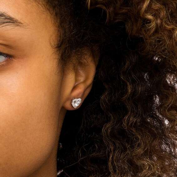 3/4 CT. T.w. Certified Lab-Grown Diamond Frame Heart Stud Earrings in 14K White Gold (F/Si2)