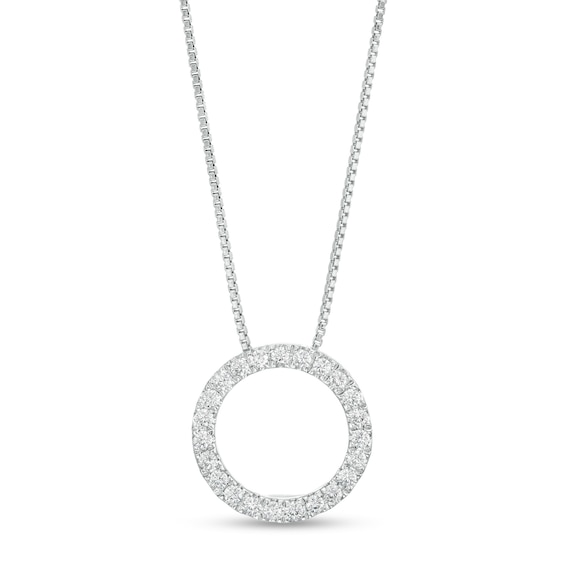 1/4 CT. T.w. Certified Lab-Grown Diamond Circle Outline Pendant in 14K White Gold (F/Si2)