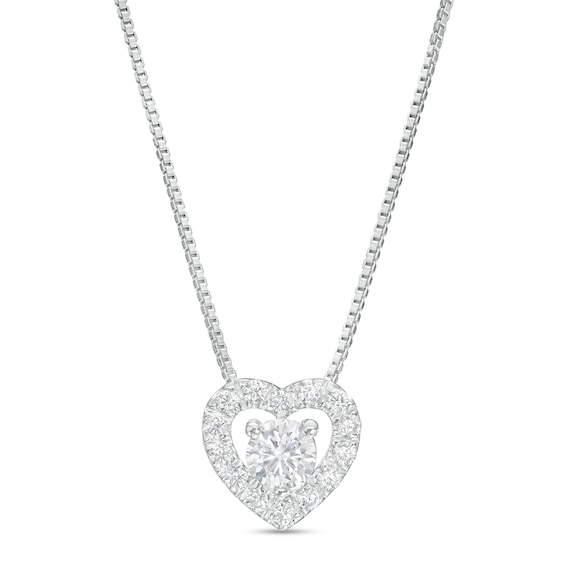 3/8 CT. T.w. Certified Lab-Grown Diamond Frame Heart Pendant in 14K White Gold (F/Si2)