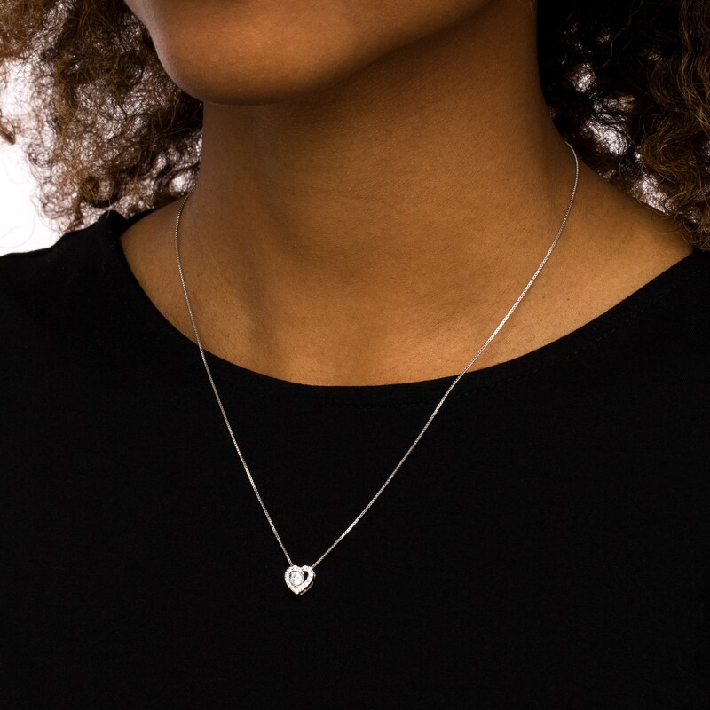 Main Image 2 of 3/8 CT. T.W. Certified Lab-Grown Diamond Frame Heart Pendant in 14K White Gold (F/SI2)