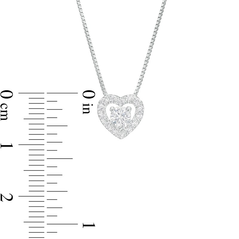 Main Image 4 of 3/8 CT. T.W. Certified Lab-Grown Diamond Frame Heart Pendant in 14K White Gold (F/SI2)