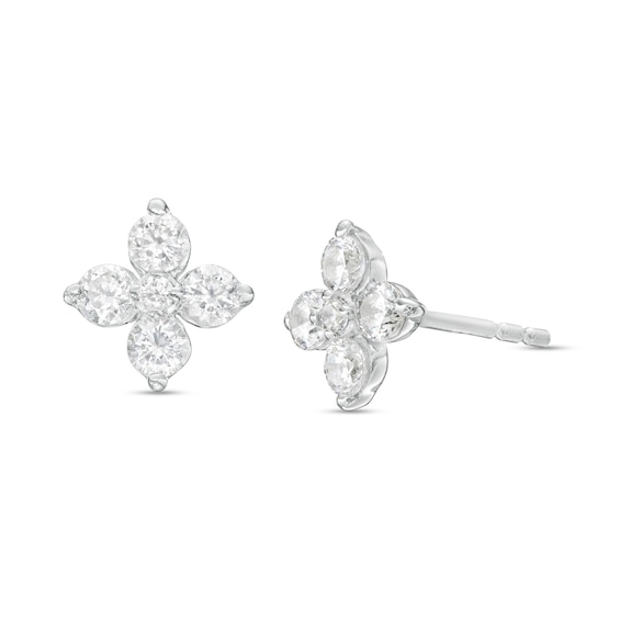 1/2 CT. T.w. Lab-Grown Diamond Flower Stud Earrings in 14K White Gold (F/Si2)