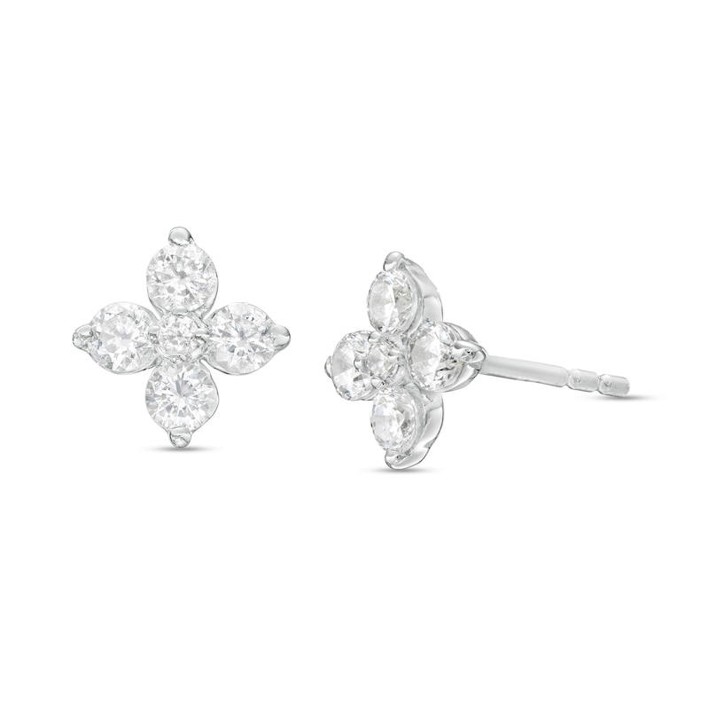 1/2 CT. T.W. Certified Lab-Created Diamond Flower Stud Earrings in 14K White Gold (F/SI2)