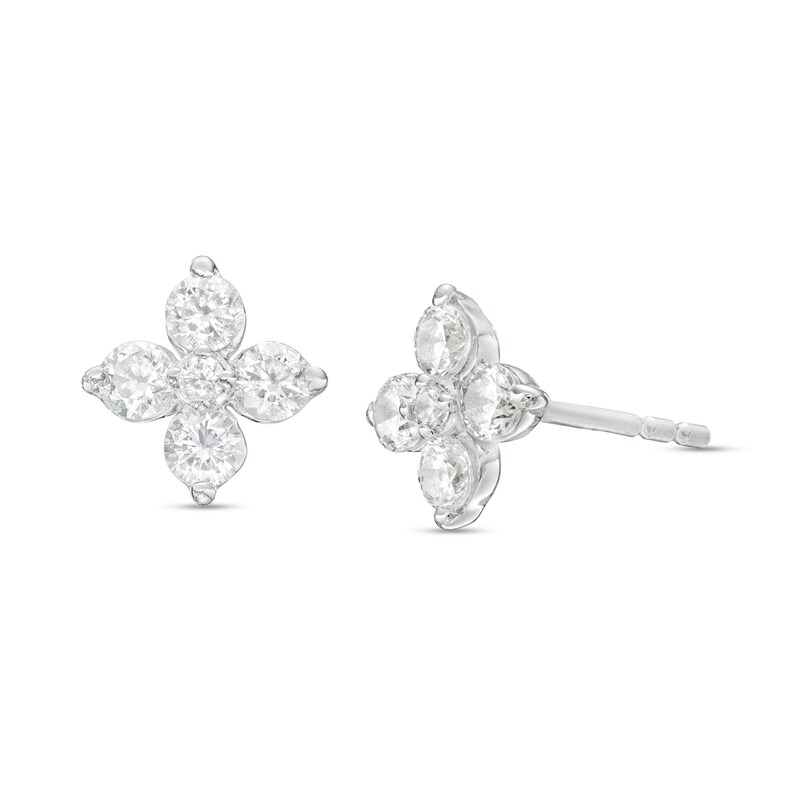 Main Image 1 of 1/2 CT. T.W. Certified Lab-Grown Diamond Flower Stud Earrings in 14K White Gold (F/SI2)