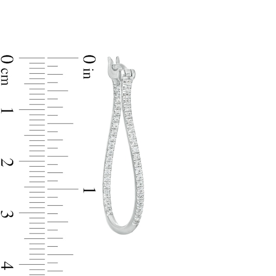 1/2 CT. T.w. Certified Lab-Grown Diamond Wavy Hoop Earrings in 14K White Gold (F/Si2)