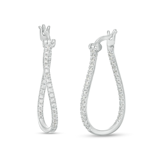 3/8 CT. T.w. Certified Lab-Grown Diamond Wavy Hoop Earrings in 14K White Gold (F/Si2)