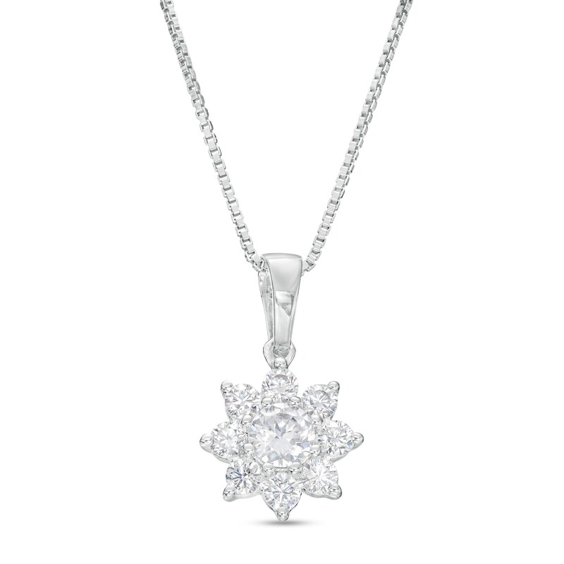 Main Image 1 of 1/2 CT. T.W. Certified Lab-Grown Diamond Flower Pendant in 14K White Gold (F/SI2)