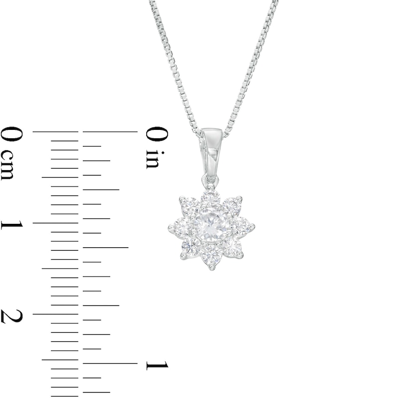 Main Image 4 of 1/2 CT. T.W. Certified Lab-Grown Diamond Flower Pendant in 14K White Gold (F/SI2)