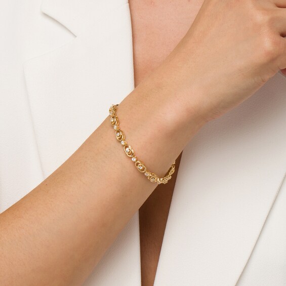 You Me Us 1 CT. T.w. Diamond Interlocking Oval Link Bracelet in 10K Gold