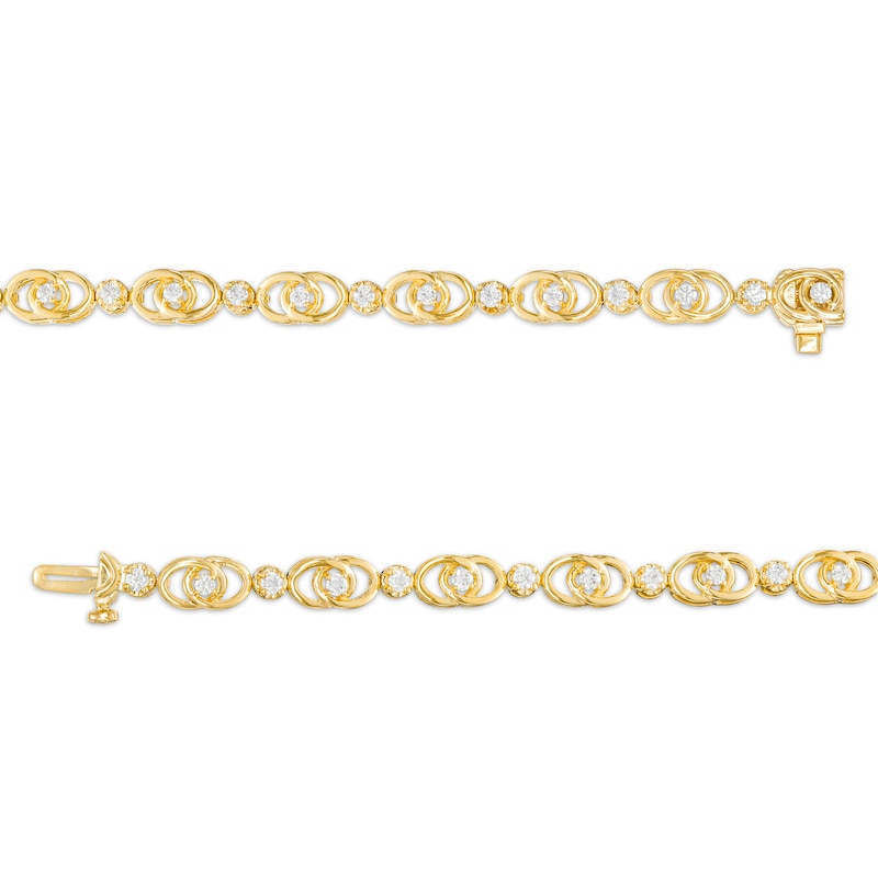 You Me Us 1 CT. T.W. Diamond Interlocking Oval Link Bracelet in 10K Gold
