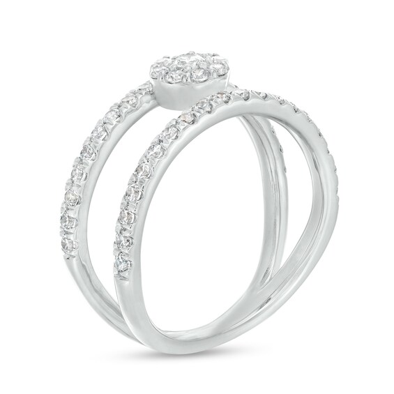 3/4 CT. T.w. Certified Lab-Grown Multi-Diamond Open Shank Ring in 14K White Gold (F/Si2)