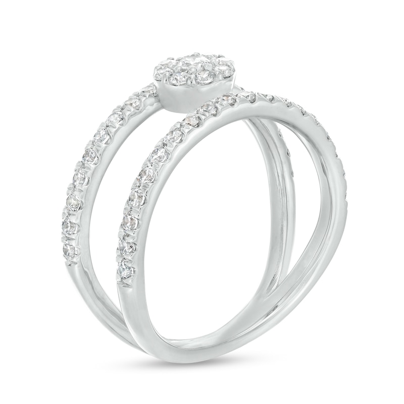 Main Image 3 of 3/4 CT. T.W.  Lab-Grown Multi-Diamond Open Shank Ring in 14K White Gold (F/SI2)