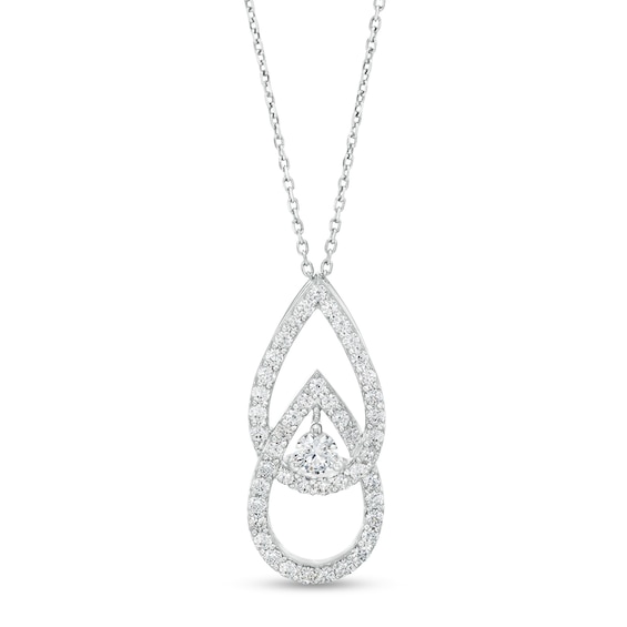 You Me Us 1 CT. T.w. Diamond Interlocking Teardrops Pendant in 10K White Gold – 19"