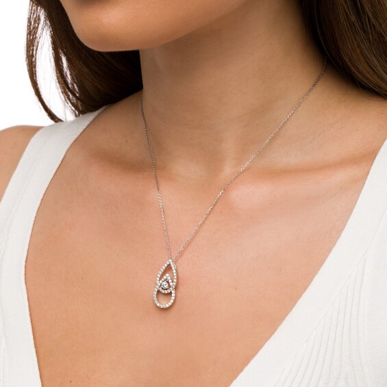 You Me Us 1 CT. T.w. Diamond Interlocking Teardrops Pendant in 10K White Gold – 19"