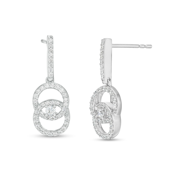 You Me Us 1/2 CT. T.w. Diamond Interlocking Circles Drop Earrings in 10K White Gold