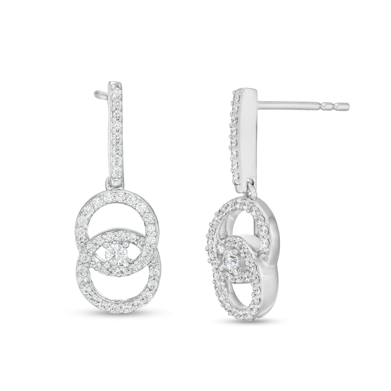 You Me Us 1/2 CT. T.W. Diamond Interlocking Circles Drop Earrings in 10K White Gold