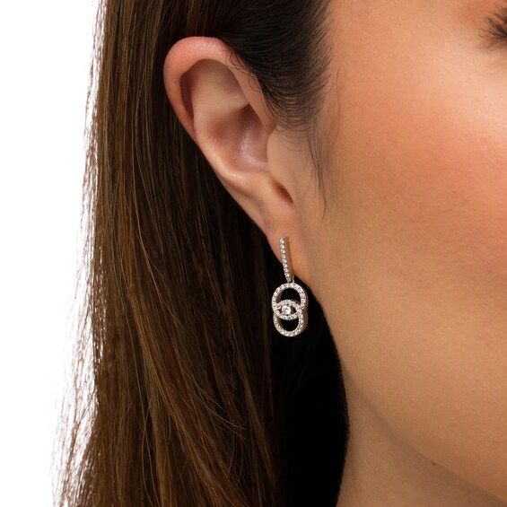 You Me Us 1/2 CT. T.w. Diamond Interlocking Circles Drop Earrings in 10K White Gold