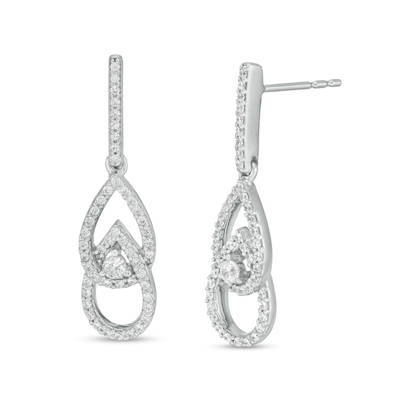 You Me Us 1/2 CT. T.w. Diamond Interlocking Teardrops Earrings in 10K White Gold