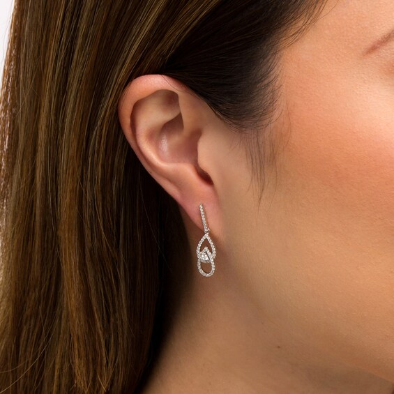 You Me Us 1/2 CT. T.w. Diamond Interlocking Teardrops Earrings in 10K White Gold