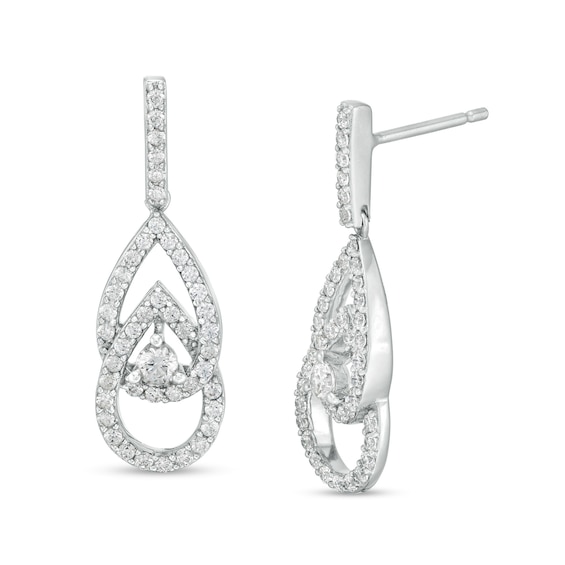 You Me Us 1 CT. T.w. Diamond Interlocking Teardrops Earrings in 10K White Gold