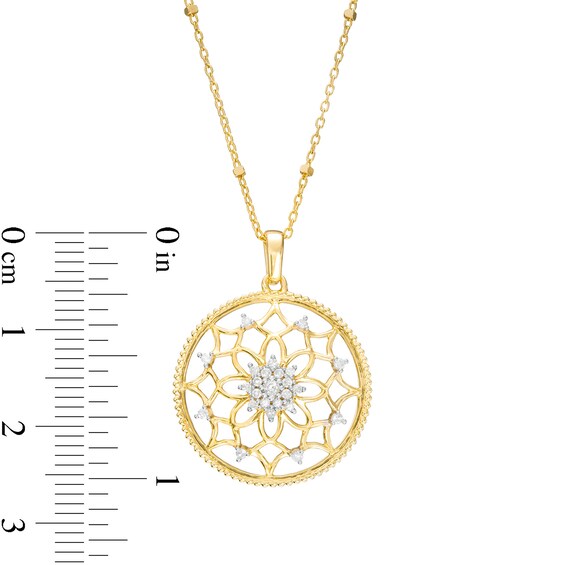 1/6 CT. T.w. Multi-Diamond Flower Medallion Pendant in 10K Gold