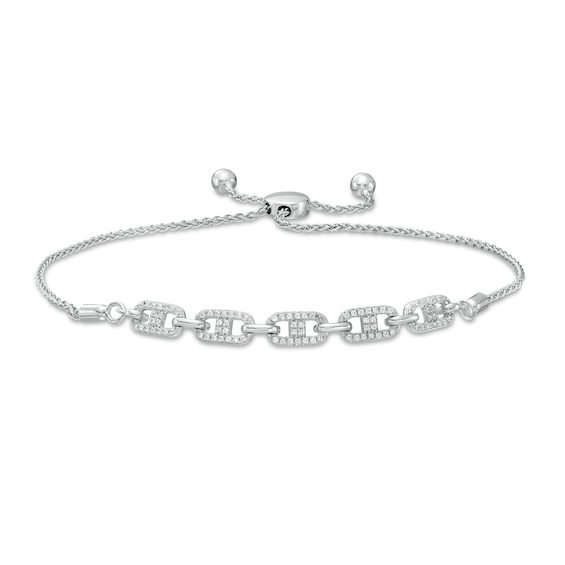 1/5 CT. T.w. Diamond Mariner Link Bolo Bracelet in Sterling Silver â 9.5"