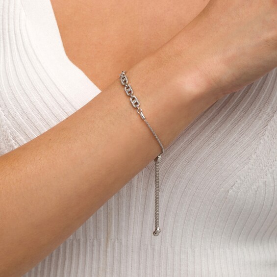 1/5 CT. T.w. Diamond Mariner Link Bolo Bracelet in Sterling Silver â 9.5"