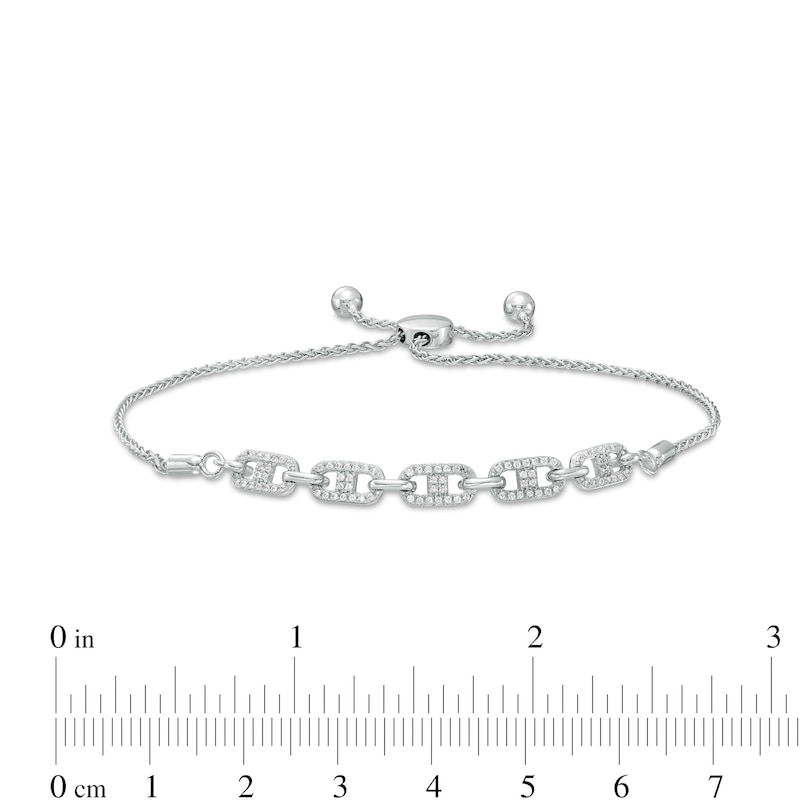 Main Image 3 of 1/5 CT. T.W. Diamond Mariner Link Bolo Bracelet in Sterling Silver – 9.5"