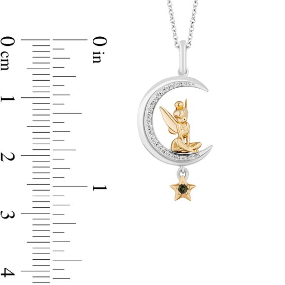Enchanted Disney Tinker Bell Green Tourmaline and 1/20 CT. T.w. Diamond Pendant in Sterling Silver and 10K Gold - 19"