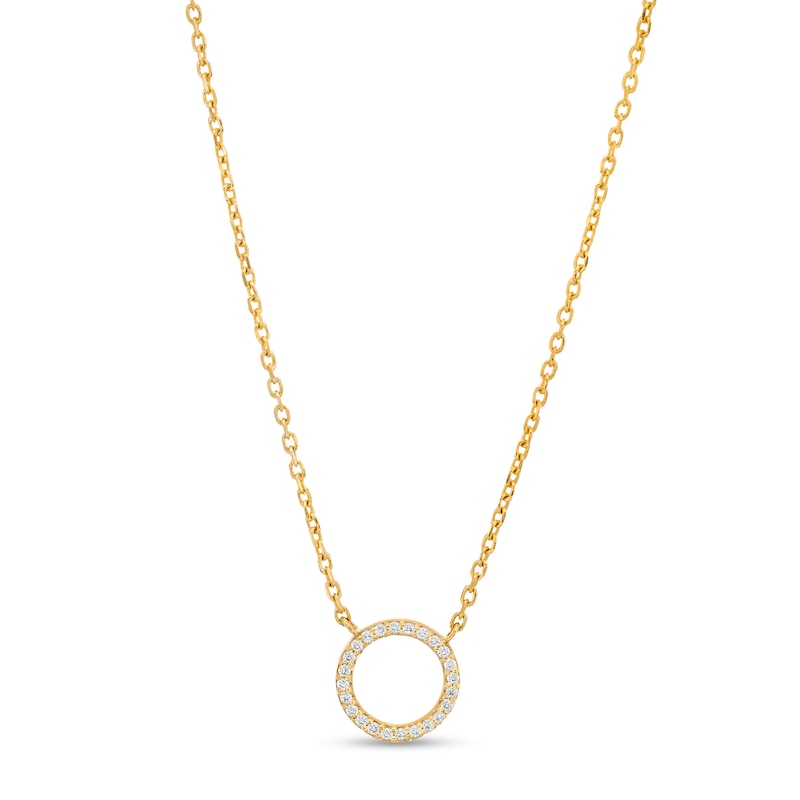 Main Image 1 of 1/20 CT. T.W. Diamond Circle Outline Necklace in 10K Gold