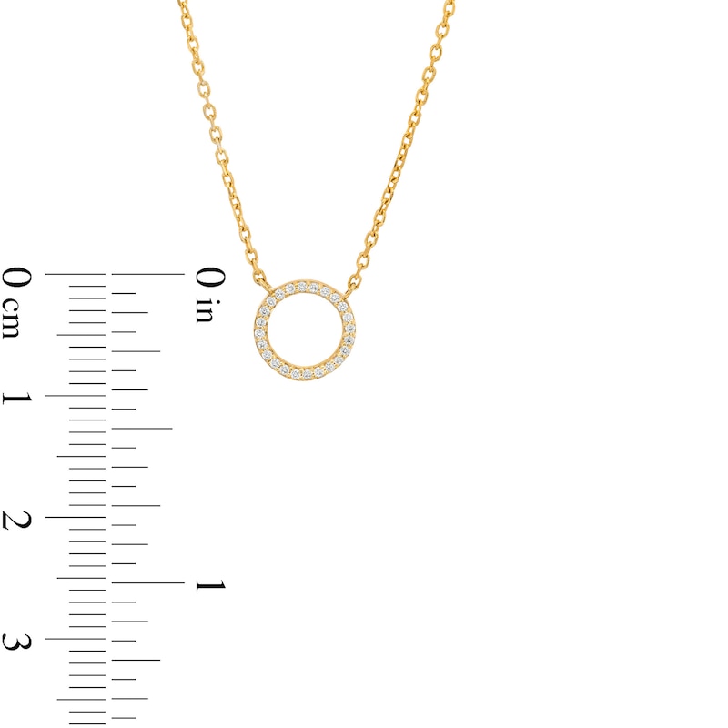 Main Image 4 of 1/20 CT. T.W. Diamond Circle Outline Necklace in 10K Gold