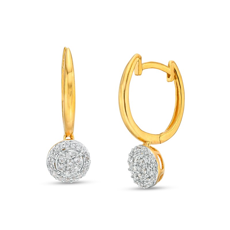 Main Image 1 of 1/4 CT. T.W. Multi-Diamond Frame Drop Earrings in 10K Gold