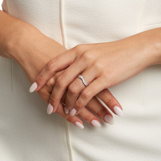 3/8 CT. T.w. Baguette and Round Diamond Double Row Anniversary Band in 14K White Gold