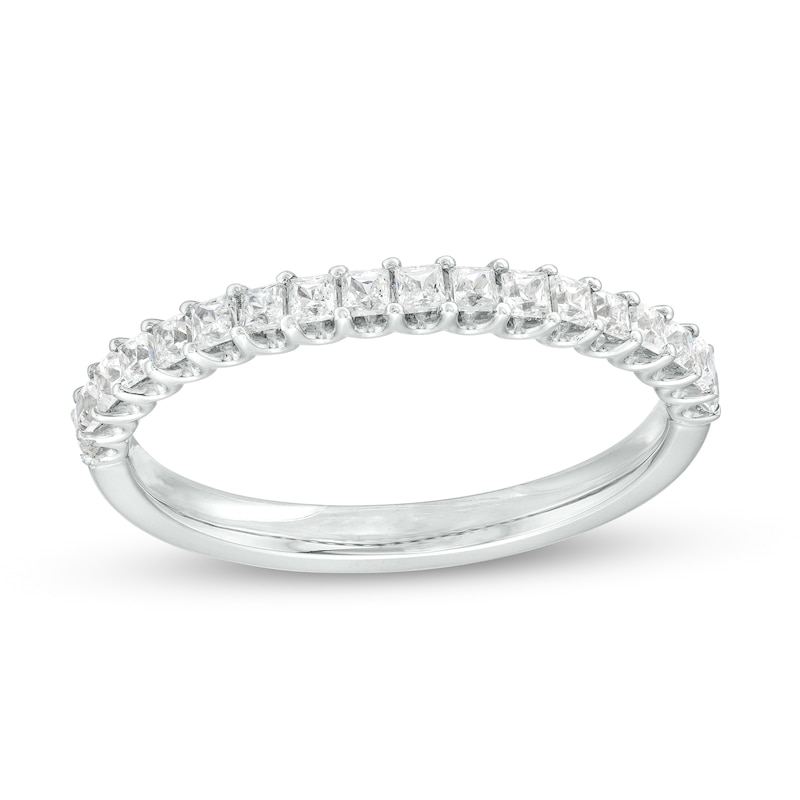 Main Image 1 of 1/2 CT. T.W. Princess-Cut Diamond Scalloped Pavé Anniversary Band in 14K White Gold