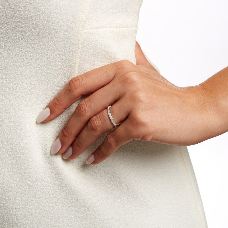 Main Image 2 of 1/2 CT. T.W. Princess-Cut Diamond Scalloped Pavé Anniversary Band in 14K White Gold