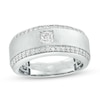 Thumbnail Image 0 of Men's 1 CT. T.W. Certified Square-Cut Lab-Created Diamond Lined Wedding Band in 14K White Gold (F/VS2)