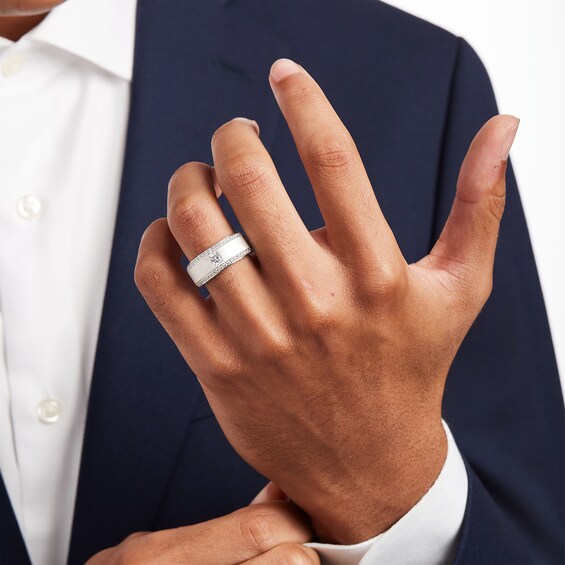 1 CT. T.w. Certified Square-Cut Lab-Grown Diamond Lined Wedding Band in 14K White Gold (F/Vs2)