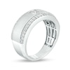 Thumbnail Image 2 of Men's 1 CT. T.W. Certified Square-Cut Lab-Created Diamond Lined Wedding Band in 14K White Gold (F/VS2)