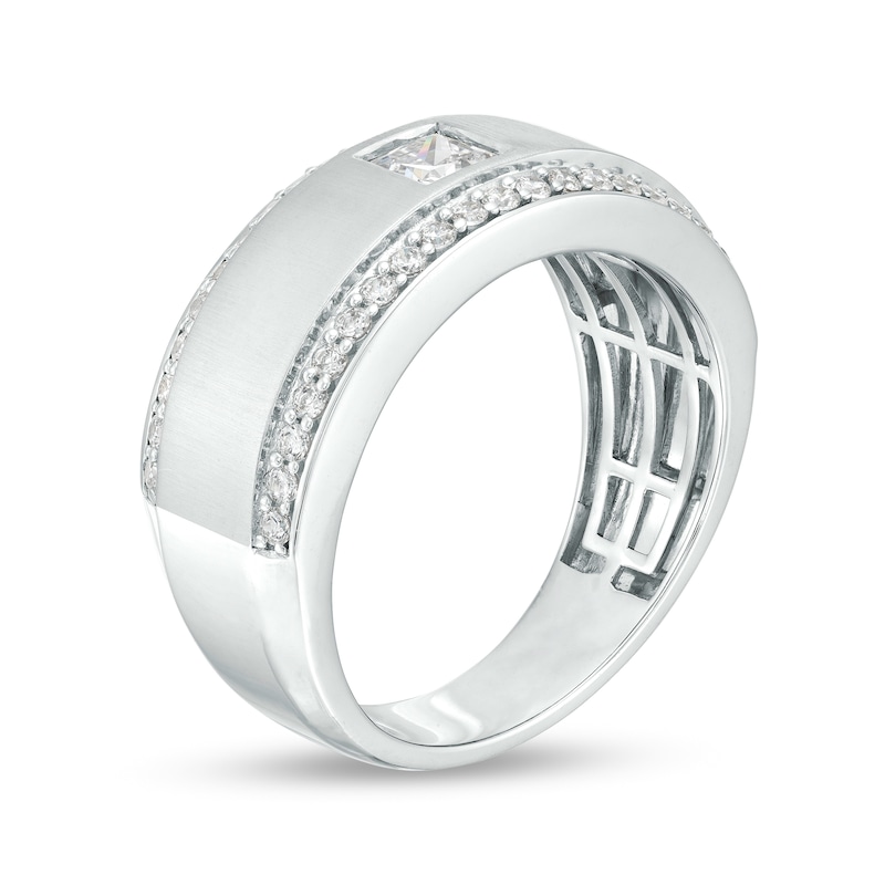 Men's 1 CT. T.W. Certified Square-Cut Lab-Created Diamond Lined Wedding Band in 14K White Gold (F/VS2)