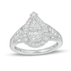 Thumbnail Image 1 of Marilyn Monroe™ Collection 3/8 CT. T.W. Pear-Shaped Multi-Diamond Frame Art Deco Vintage-Style Ring in 10K White Gold