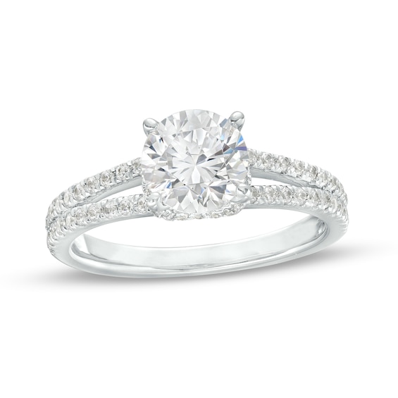 1-5/8 CT. T.w. Certified Lab-Grown Diamond Hidden Frame Split Shank Engagement Ring in 14K White Gold (F/Vs2)