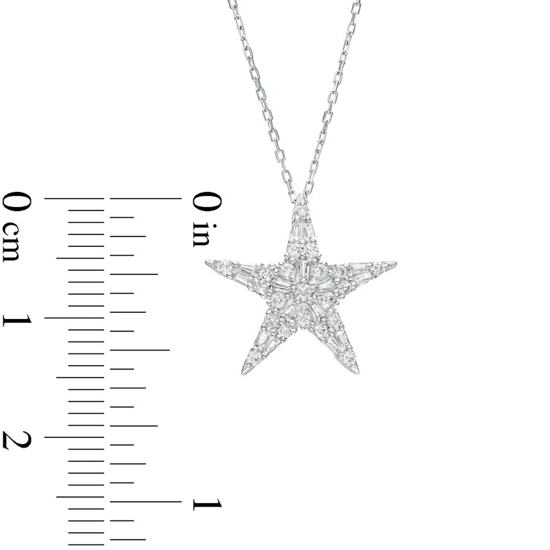 Main Image 3 of Marilyn Monroe™ Collection 1/3 CT. T.W. Baguette and Round Diamond Star Pendant in 10K White Gold