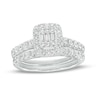 Thumbnail Image 0 of 1 CT. T.W. Emerald-Shaped Multi-Diamond Frame Bridal Set in 14K White Gold