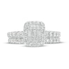 Thumbnail Image 3 of 1 CT. T.W. Emerald-Shaped Multi-Diamond Frame Bridal Set in 14K White Gold