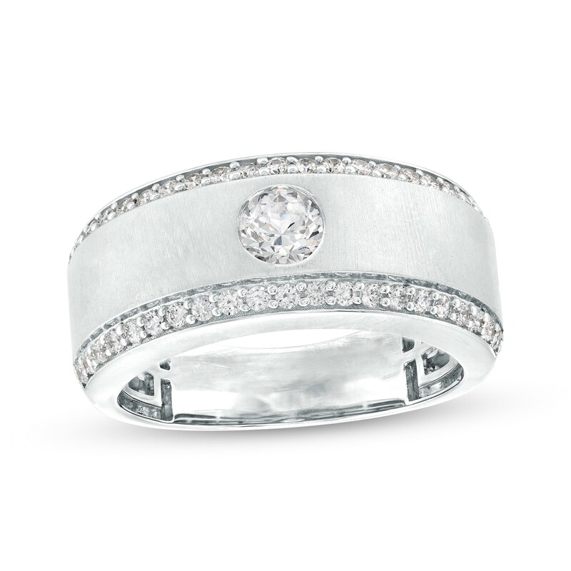 Men's 1 CT. T.W. Certified Lab-Created Diamond Lined Wedding Band in 14K White Gold (F/VS2)