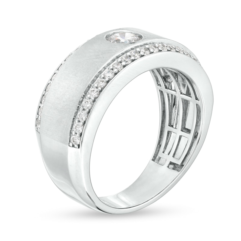 Men's 1 CT. T.W. Certified Lab-Created Diamond Lined Wedding Band in 14K White Gold (F/VS2)